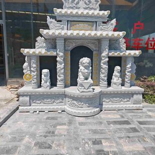 泰州芝麻白中国黑石材套墓 花岗岩墓碑